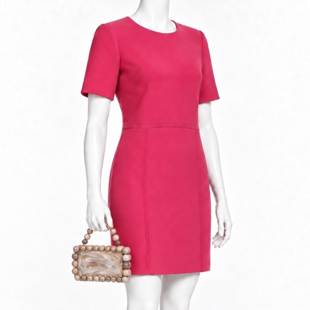 VICTORIA VICTORIA BECKHAM Pink 100% Wool + Silk-Lined Sheath Dress | Women's 8